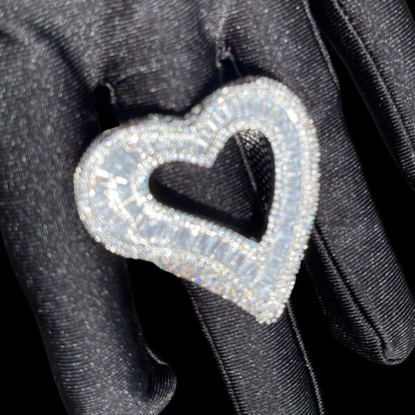 UNIQUE DESIGN OPEN HEART SHAPED ICED OUT RING