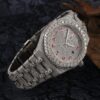 Audemars Piguet Full Iced Out Moissanite Diamond Men Watch, Stainless Steel White Gold Arabic Font Men Watch