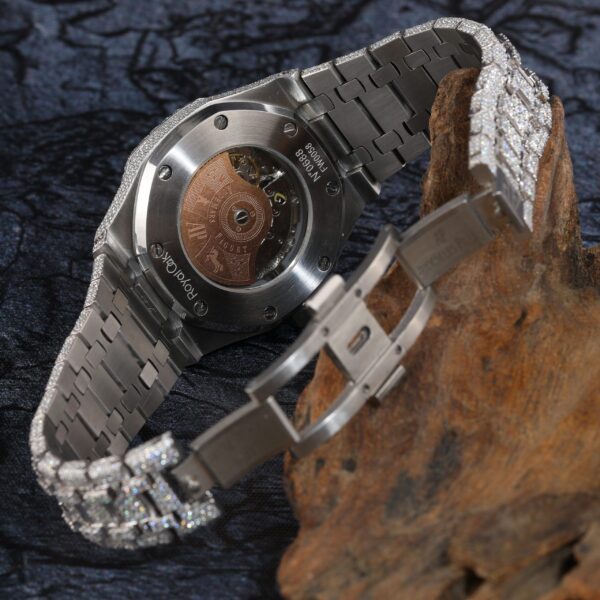 Audemars Piguet Full Iced Out Moissanite Diamond Men Watch, Stainless Steel White Gold Arabic Font Men Watch