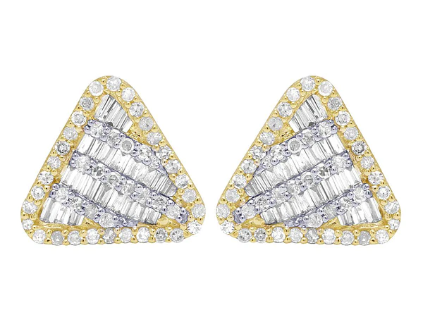 1_076c7a72-aadf-49c0-8e1a-b755c67c57dc_600x600 Baguette & Round Moissanite Diamond Sterling Silver Stud TRIANGLE Diamond Earring, 10K/14K Gold Hip Hp Jewelry For Women, Anniversary Gift For Her