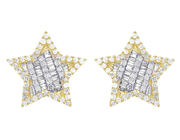 1_0c5a30f6-38fb-4228-b4ca-f2cda0530c79_600x600 Baguette & Round Moissanite Diamond Sterling Silver Stud STAR Diamond Earring, Jewelry For Women, Anniversary Gift For Her