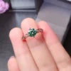 Green Moissanite Ring Women Ring For Birthday Gift, Sterling Silver plated, Custom Engraved Women Diamond Ring, Anniversary gift, Promise ring