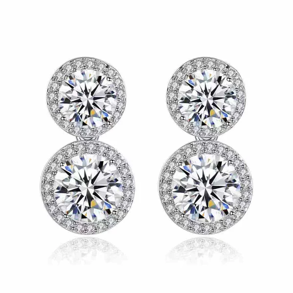 Round Moissanite Diamond Sterling Silver Stud Diamond Earring, 10K/14K Gold Jewelry For Women, Anniversary Gift For Her