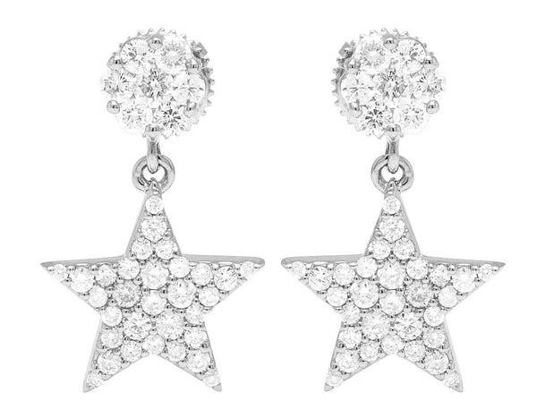 Round Moissanite Diamond Sterling Silver Stud Diamond STAR Earring, 10K/14K Gold Hip Jewelry For Women, Anniversary Gift For Her