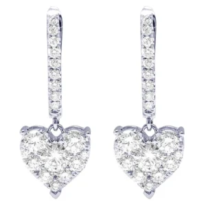 Round Moissanite Diamond Sterling Silver Stud Diamond HEART Earring, 10K/14K Gold Jewelry For Women, Anniversary Gift For Her