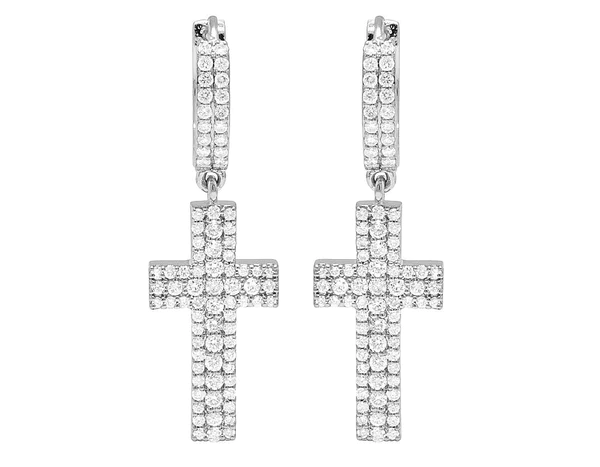 1_8157dcd5-ea8a-4af6-b3cf-a9752175469e_600x600 Round Moissanite Diamond Sterling Silver Stud Diamond CROSS Earring, 10K/14K Gold Jewelry For Women, Anniversary Gift For Her