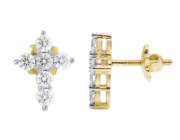 1_88c2c683-98f3-4ec2-ab24-a3e937f49630_600x600 Round Moissanite Diamond Sterling Silver Stud CROSS Diamond Earring, Jewelry For Women, Anniversary Gift For Her