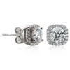 Round Moissanite Diamond Sterling Silver Stud Halo Diamond Earring, Jewelry For Women, Anniversary Gift For Her