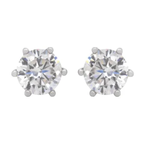 Round Moissanite Diamond Sterling Silver Stud Diamond Earring, 10K/14K Gold Jewelry For Women, Anniversary Gift For Her