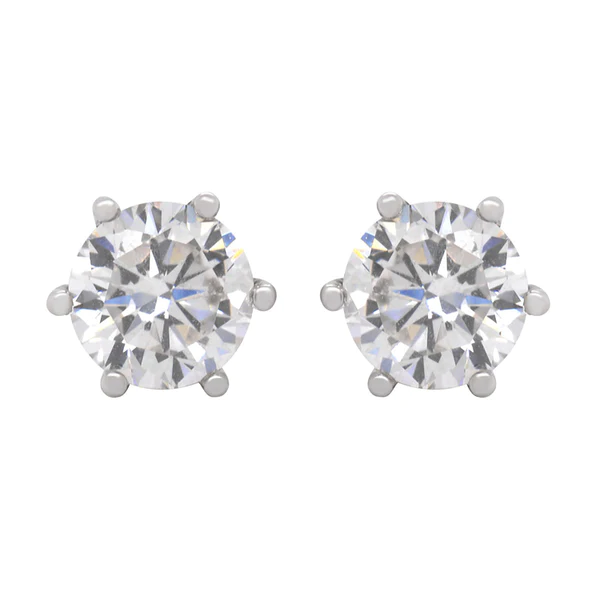 Round Moissanite Diamond Sterling Silver Stud Diamond Earring, 10K/14K Gold Jewelry For Women, Anniversary Gift For Her