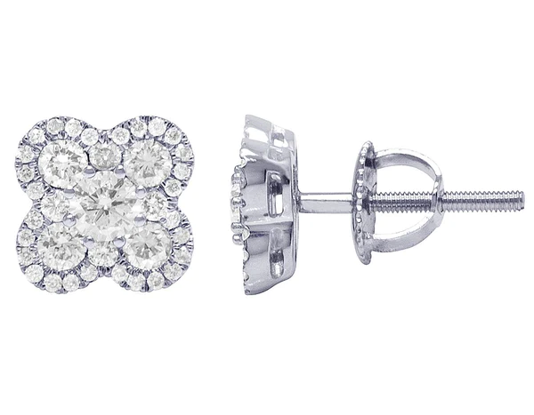 Round Moissanite Diamond Sterling Silver Stud Halo Diamond Earring, Jewelry For Women, Anniversary Gift For Her