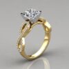 infinity-design-princess-cut-engagement-ring-yellow-solid-gold Princess Cut Moissanite Solitaire Diamond Vintage Engagement Ring, Moissanite Wedding Ring, Silver Moissanite Diamond Women Ring, Proposal Gold Ring For Her