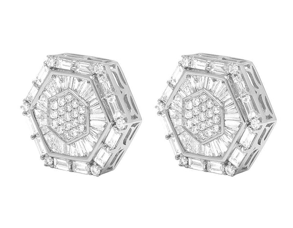 Round Moissanite Diamond Sterling Silver Stud Halo Diamond Earring, Jewelry For Women, Anniversary Gift For Her