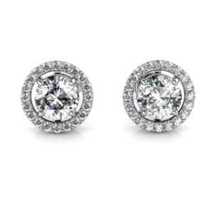 Round Moissanite Diamond Sterling Silver Stud Diamond Earring, 10K/14K Gold Jewelry For Women, Anniversary Gift For Her