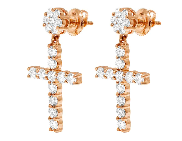 2_77e9fb5a-1206-4248-a293-1d49a614a3c9_600x600 Round Moissanite Diamond Sterling Silver Stud Diamond CROSS Earring, 10K/14K Gold Hip Jewelry For Women, Anniversary Gift For Her