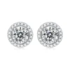 Round Moissanite Diamond Sterling Silver Stud Halo Diamond Earring, 10K/14K Jewelry For Women, Anniversary Gift For Her