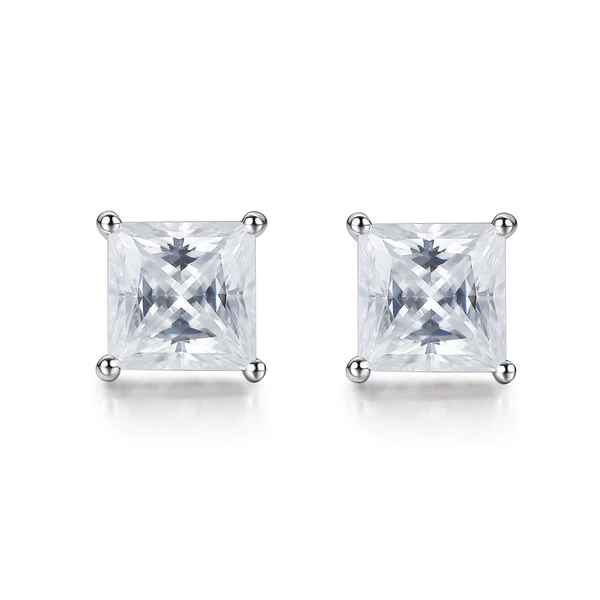 2_8c1c279b-97db-4f45-be63-bccea456ac1f_600x600 Princess Moissanite Diamond Sterling Silver Stud Solitaire Diamond Earring, Jewelry For Women, Anniversary Gift For Her