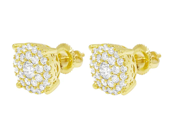 Round Moissanite Diamond Sterling Silver Stud Cluster Diamond Earring, Jewelry For Women, Anniversary Gift For Her