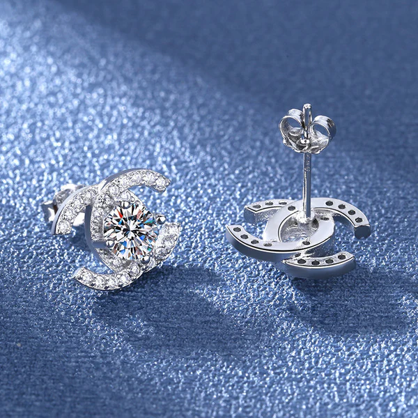 Round Moissanite Diamond Sterling Silver Stud Halo Diamond Earring, Jewelry For Women, Anniversary Gift For Her