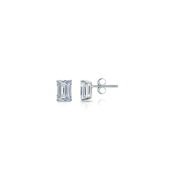 Emerald Moissanite Diamond Sterling Silver Stud Solitaire Diamond Earring, Jewelry For Women, Anniversary Gift For Her