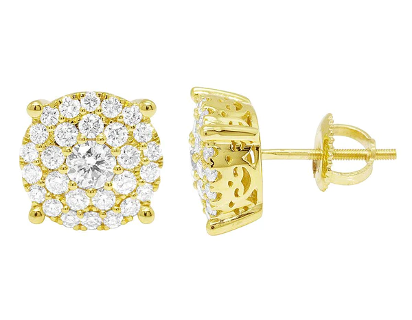 Round Moissanite Diamond Sterling Silver Stud Cluster Diamond Earring, Jewelry For Women, Anniversary Gift For Her