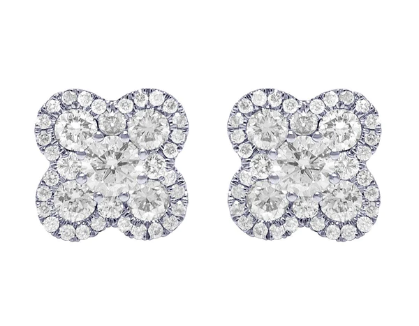 Round Moissanite Diamond Sterling Silver Stud Halo Diamond Earring, Jewelry For Women, Anniversary Gift For Her