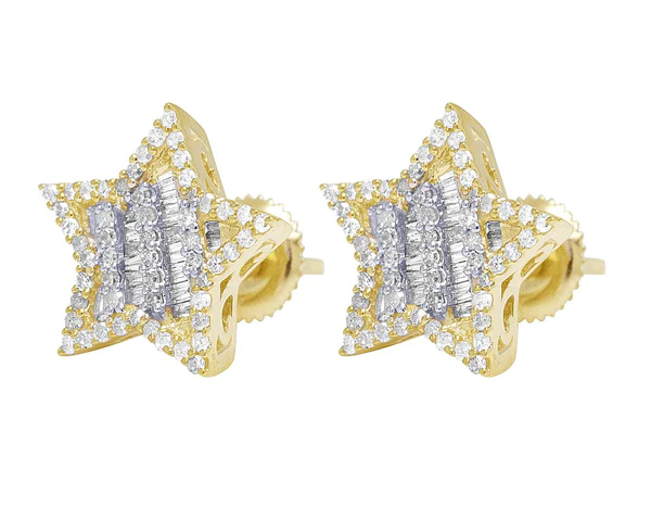 3_a2ae85ac-d327-48fd-8f88-4d5d6f99f912_600x600 Baguette & Round Moissanite Diamond Sterling Silver Stud STAR Diamond Earring, Jewelry For Women, Anniversary Gift For Her