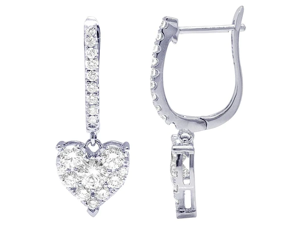 Round Moissanite Diamond Sterling Silver Stud Diamond HEART Earring, 10K/14K Gold Jewelry For Women, Anniversary Gift For Her