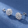 Round Moissanite Diamond Sterling Silver Stud Halo Diamond Earring, Jewelry For Women, Anniversary Gift For Her