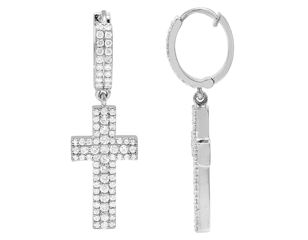 3_bc29e1f3-88f3-4ae2-a9b5-88f2e258d790_600x600 Round Moissanite Diamond Sterling Silver Stud Diamond CROSS Earring, 10K/14K Gold Jewelry For Women, Anniversary Gift For Her