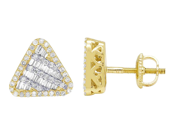 3_c1124455-d11c-4a9f-b7eb-507768bd644a_600x600 (1) Baguette & Round Moissanite Diamond Sterling Silver Stud TRIANGLE Diamond Earring, 10K/14K Gold Hip Hp Jewelry For Women, Anniversary Gift For Her