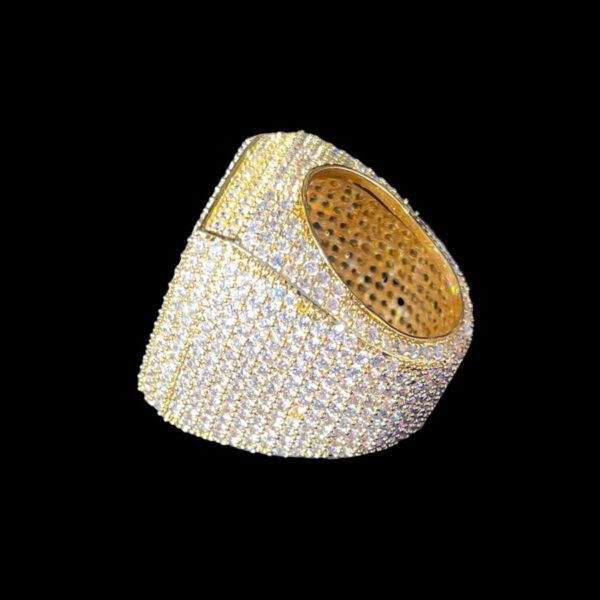 925 Sterling Silver Moissanite Diamond Men Ring, Fully Iced Gold Plated Men Pinky Ring, Round Moissanite Diamond Hip Hop Ring For Him