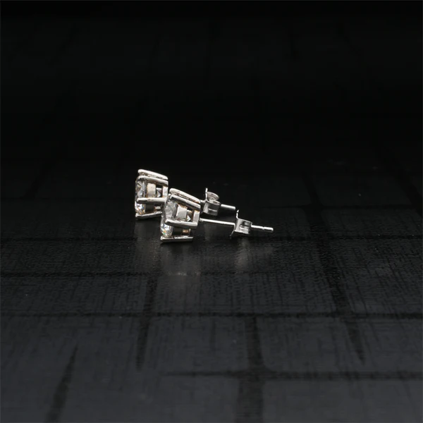 Round Moissanite Diamond Sterling Silver Stud Diamond Earring, 10K/14K Gold Jewelry For Women, Anniversary Gift For Her