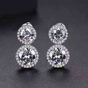 Round Moissanite Diamond Sterling Silver Stud Diamond Earring, 10K/14K Gold Jewelry For Women, Anniversary Gift For Her