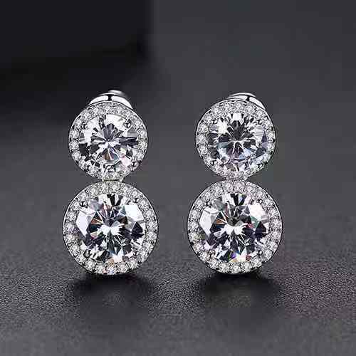 Round Moissanite Diamond Sterling Silver Stud Diamond Earring, 10K/14K Gold Jewelry For Women, Anniversary Gift For Her