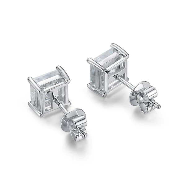 4_59916692-6e1a-466c-8c93-a8d1356b969a_600x600 Princess Moissanite Diamond Sterling Silver Stud Solitaire Diamond Earring, Jewelry For Women, Anniversary Gift For Her