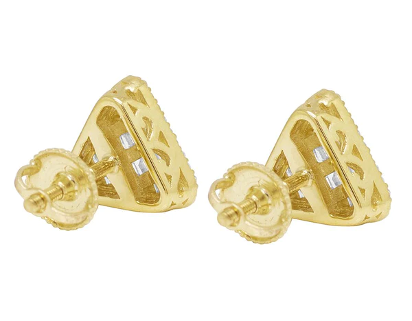 4_59a0568c-d810-45b2-a85b-c81472d0757d_600x600 Baguette & Round Moissanite Diamond Sterling Silver Stud TRIANGLE Diamond Earring, 10K/14K Gold Hip Hp Jewelry For Women, Anniversary Gift For Her