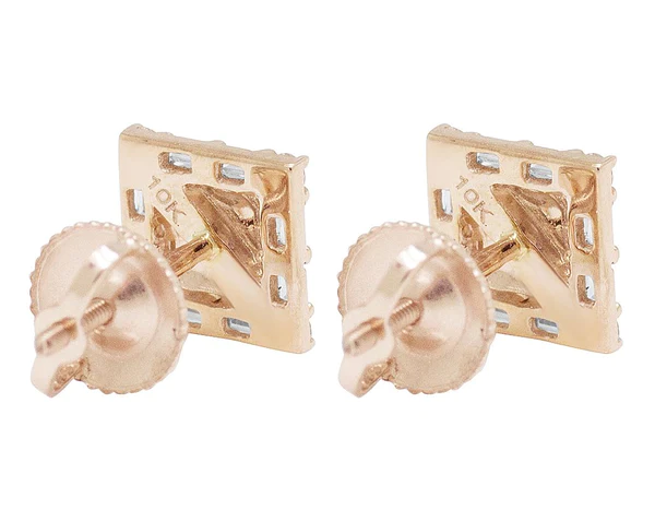 Baguette & Round Moissanite Diamond Sterling Silver Stud Diamond Earring, Jewelry For Women, Anniversary Gift For Her