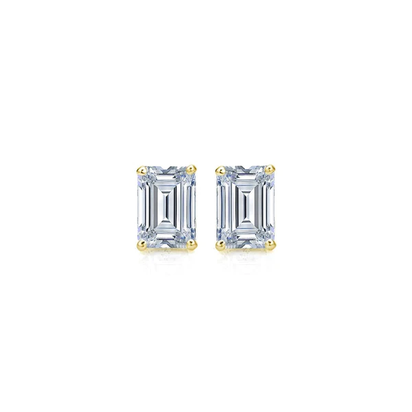 Emerald Moissanite Diamond Sterling Silver Stud Solitaire Diamond Earring, Jewelry For Women, Anniversary Gift For Her