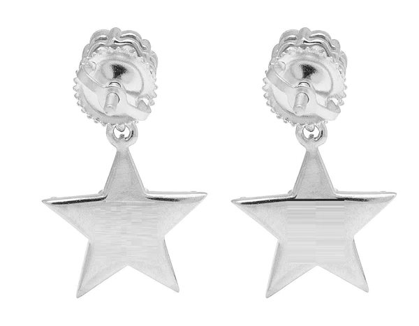 Round Moissanite Diamond Sterling Silver Stud Diamond STAR Earring, 10K/14K Gold Hip Jewelry For Women, Anniversary Gift For Her