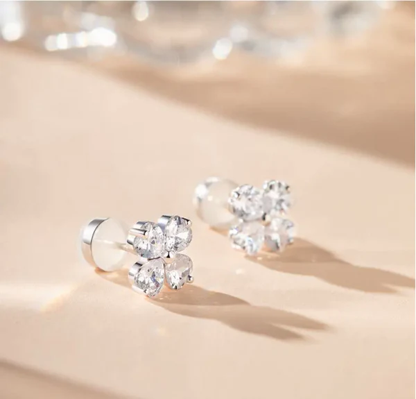 4_8abecbe8-957c-4de3-87eb-a23e3953a877_600x600 Round Moissanite Diamond Sterling Silver Stud Diamond Earring, Jewelry For Women, Anniversary Gift For Her