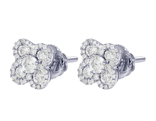 Round Moissanite Diamond Sterling Silver Stud Halo Diamond Earring, Jewelry For Women, Anniversary Gift For Her