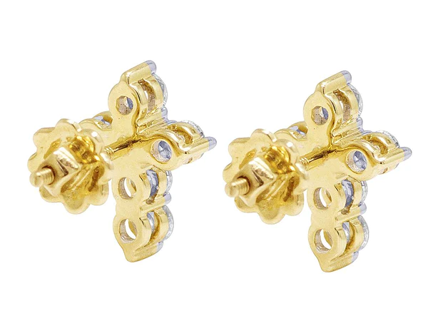 4_bb3ae50f-d7f2-4167-9fbb-fd1358b62028_600x600 Round Moissanite Diamond Sterling Silver Stud CROSS Diamond Earring, Jewelry For Women, Anniversary Gift For Her