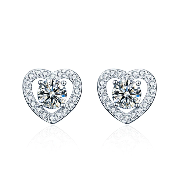 4_d39a4b5a-db4d-4cb5-b440-d0a9715194d6_600x600 Round Moissanite Diamond Sterling Silver Stud HEART Diamond Earring Jewelry For Women, Anniversary Gift For Her