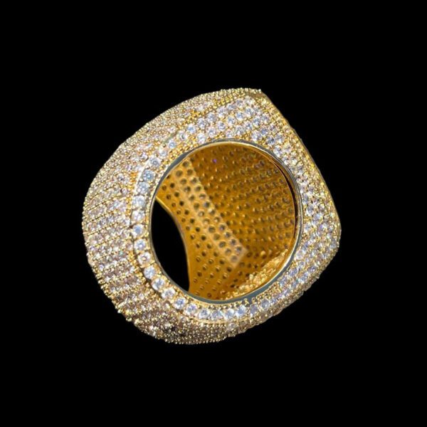 925 Sterling Silver Moissanite Diamond Men Ring, Fully Iced Gold Plated Men Pinky Ring, Round Moissanite Diamond Hip Hop Ring For Him