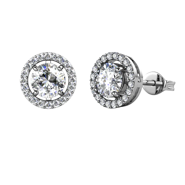 Round Moissanite Diamond Sterling Silver Stud Diamond Earring, 10K/14K Gold Jewelry For Women, Anniversary Gift For Her