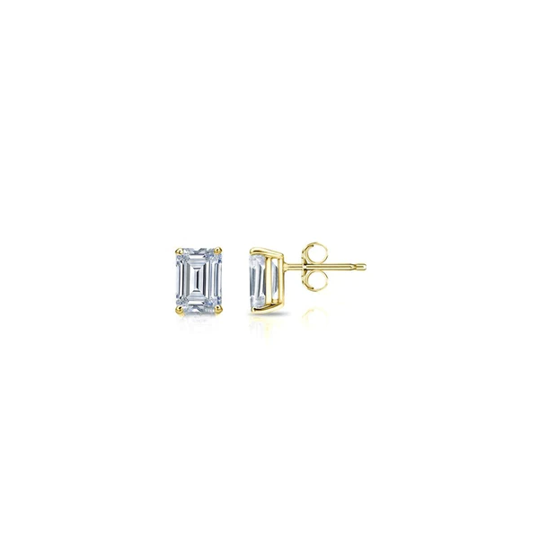 Emerald Moissanite Diamond Sterling Silver Stud Solitaire Diamond Earring, Jewelry For Women, Anniversary Gift For Her