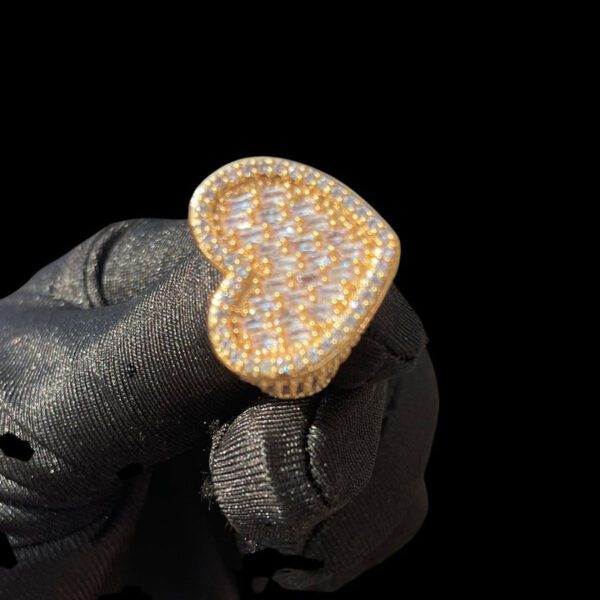 HEART N DIAMOND TENNIS SIDES ICED OUT RING