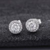 Round Moissanite Diamond Sterling Silver Stud Halo Diamond Earring, Jewelry For Women, Anniversary Gift For Her