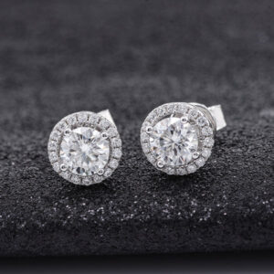 6_03a9ee5f-57b3-466b-a71e-2f0595f5e90b_600x600 Round Moissanite Diamond Sterling Silver Stud Halo Diamond Earring, Jewelry For Women, Anniversary Gift For Her